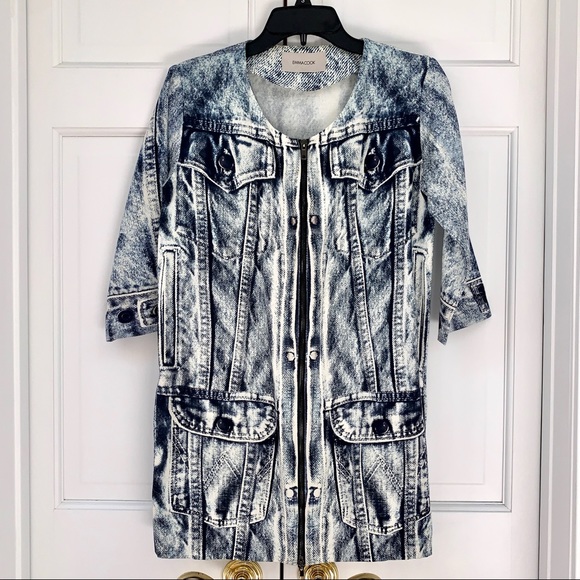 Emma Cook Denim Printed Silk Jacket - Picture 3 of 16